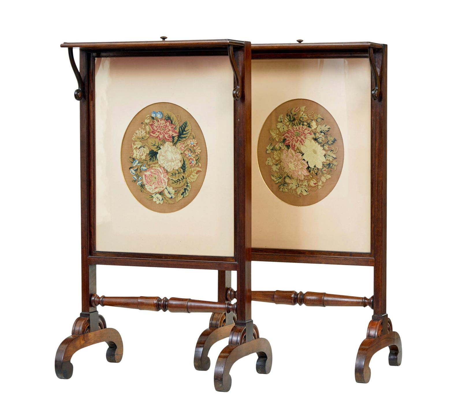 Fine Pair of Regency Period Tapestry Fire Screens (1 of 10) Fine Pair of Regency Period Tapestry Fire Screens (1 of 10)