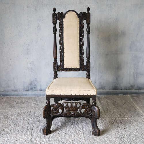 17th-Century Swedish Hand Carved Walnut Ceremonial Chair - Rare & Exquisite Antique Find (1 of 19)