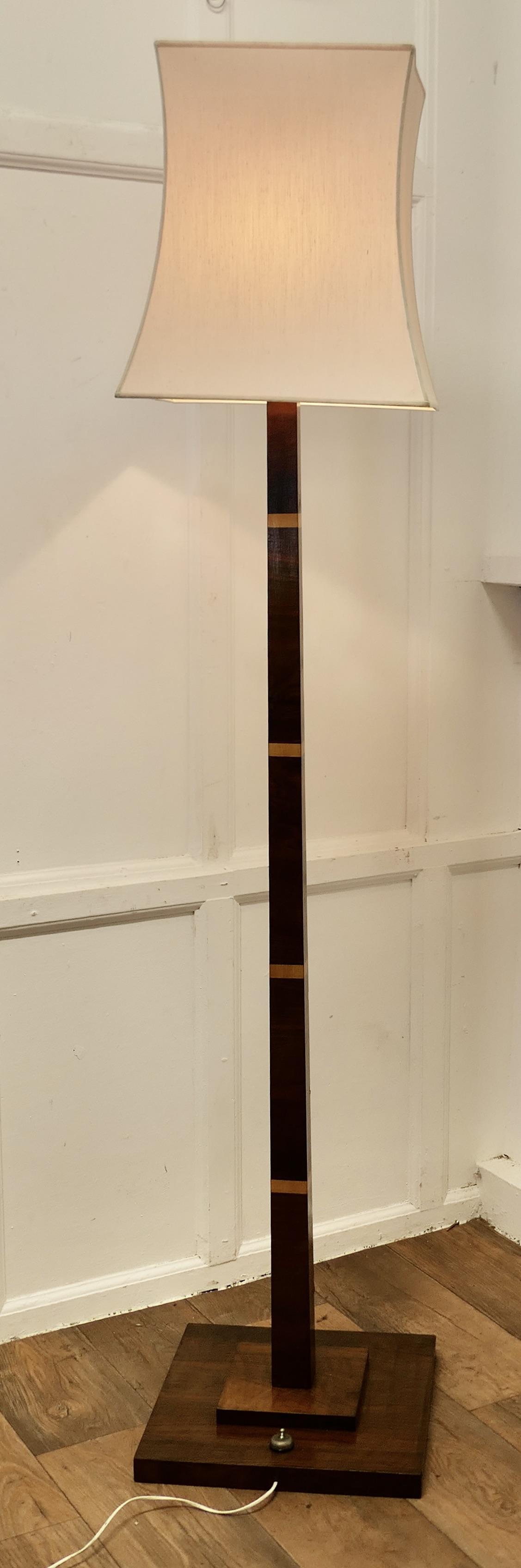 Quality Art Deco Odeon Style Golden Walnut Floor Lamp (1 of 7)