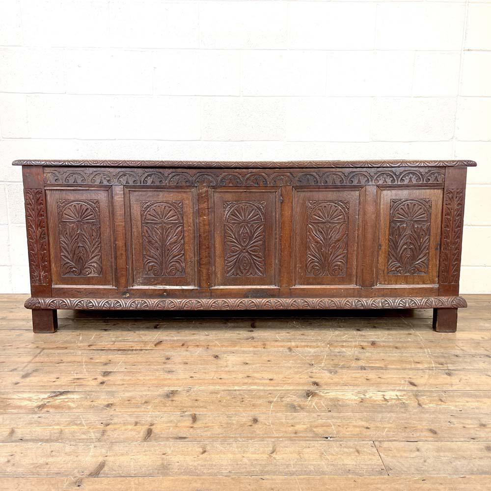 Huge 18th Century Carved Oak Coffer (1 of 9) Huge 18th Century Carved Oak Coffer (1 of 9)