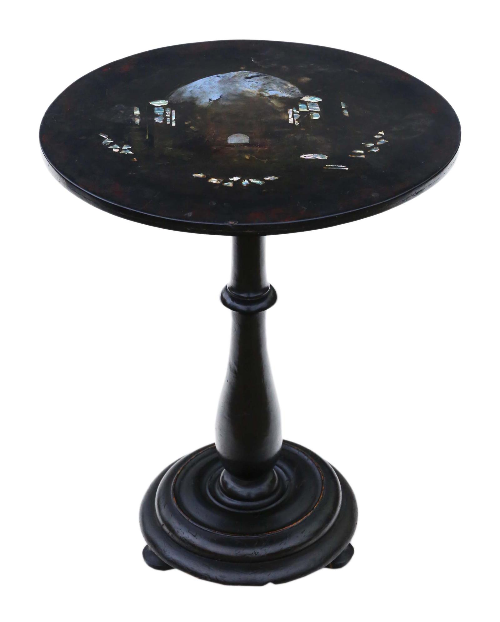 Victorian Hand Decorated Papier Mache Tea Supper Wine Table Tilt Top c.1880 (1 of 6) Victorian Hand Decorated Papier Mache Tea Supper Wine Table Tilt Top c.1880 (1 of 6)