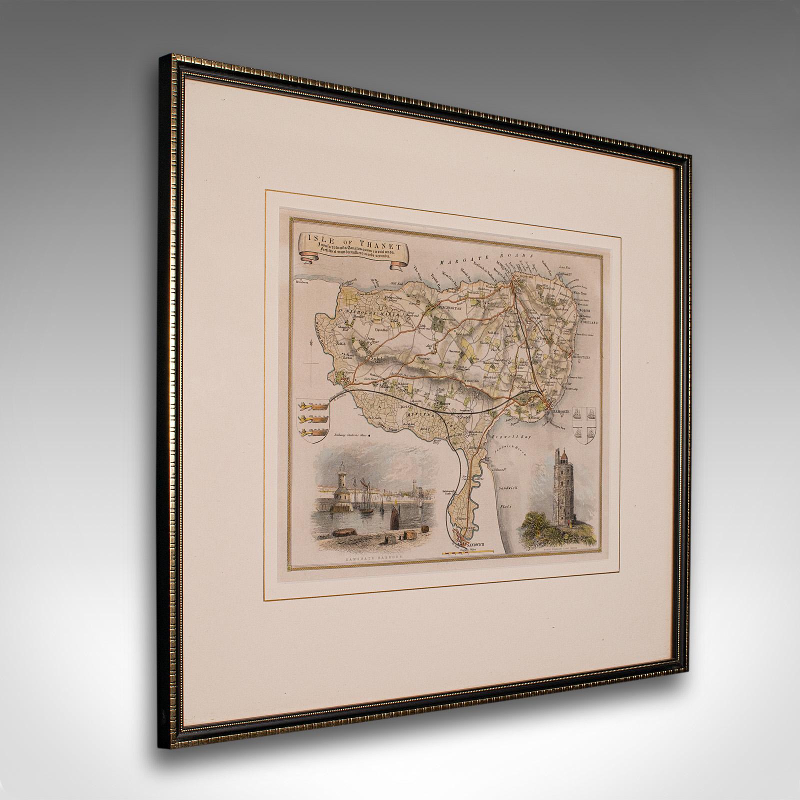 Antique Lithography Map, Isle of Thanet, Kent, English, Cartography, Victorian (1 of 12)