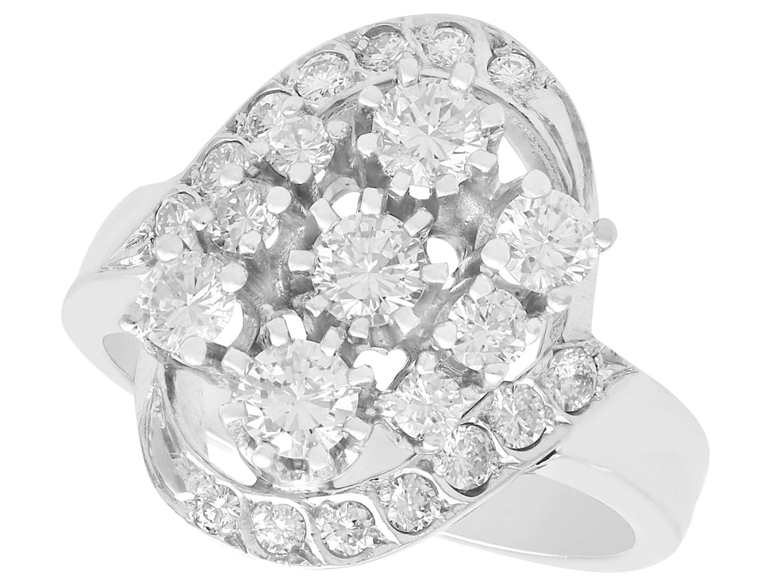 Vintage 1.76ct Diamond & 14ct White Gold Dress Ring c.1950 (1 of 9)