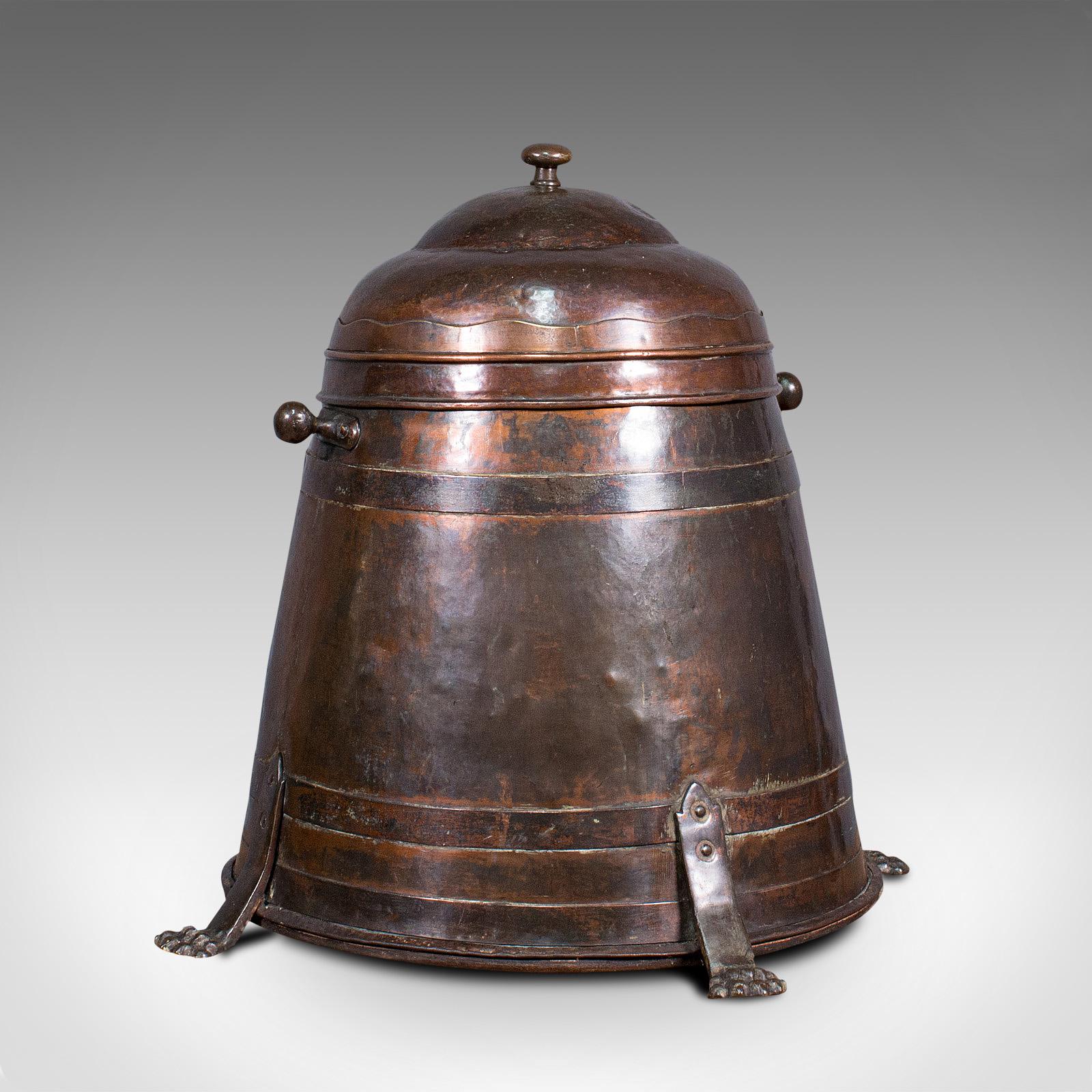 Antique Beehive Fireside Store, Copper, Fire Bucket, Coal Bin, Victorian c.1850 (1 of 12)