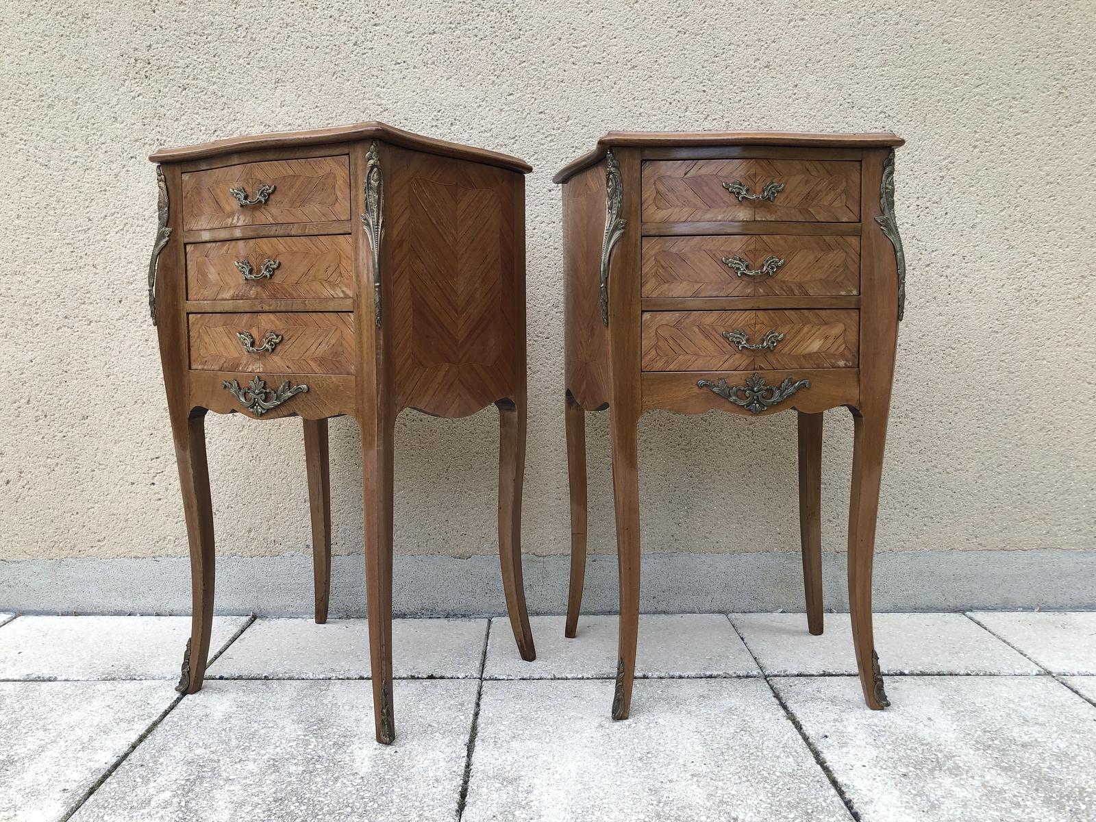 French Marquetry Bedside Tables Louis Style Cabinets (1 of 15)