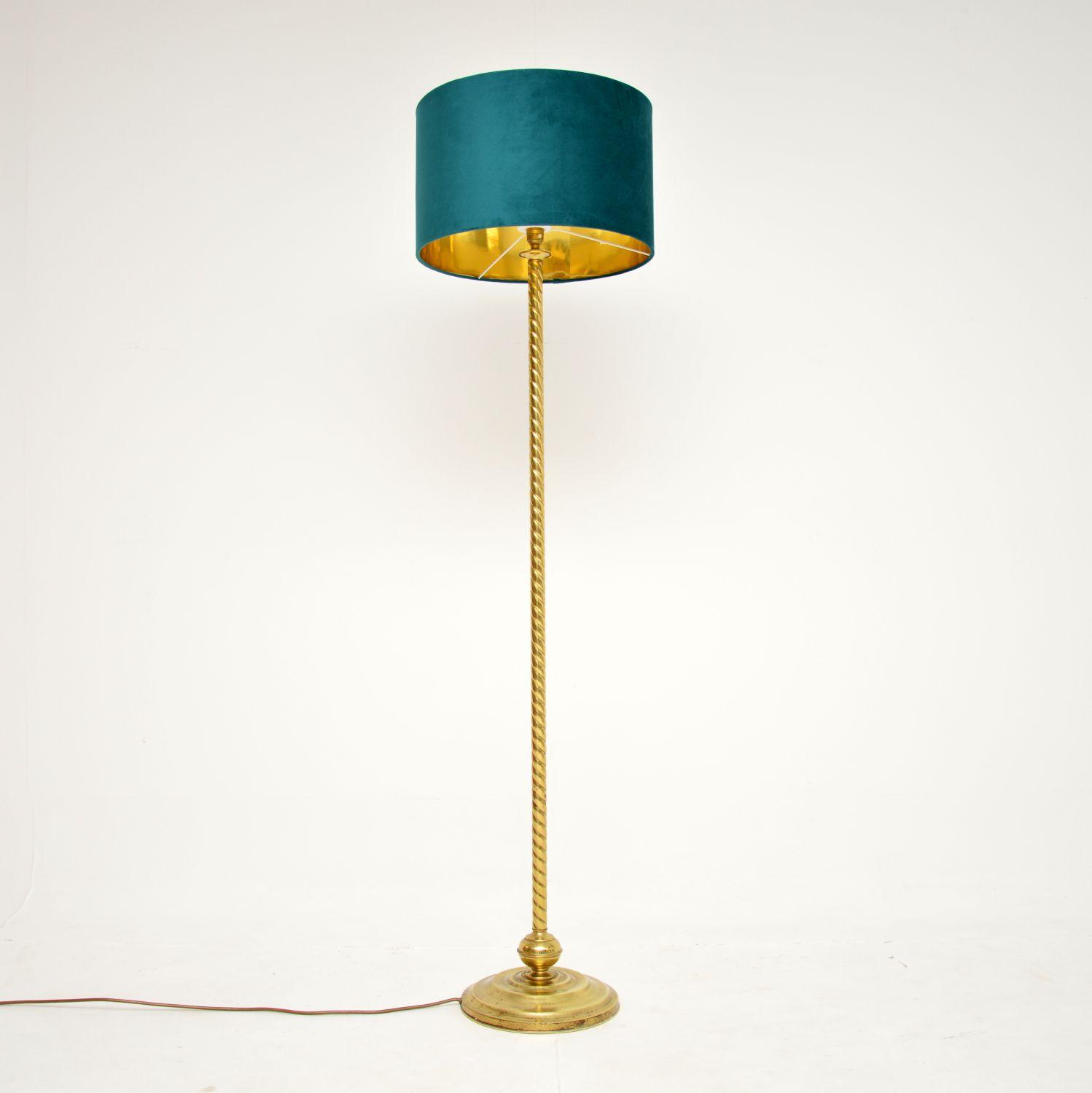 1960s Vintage French Brass Rope Twist Floor Lamp (1 of 7)