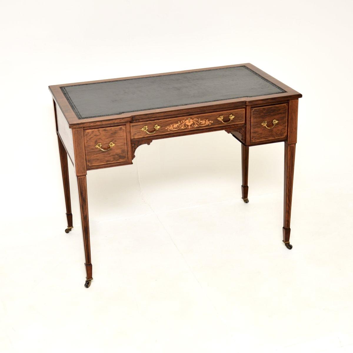Antique Edwardian Inlaid Rosewood Desk / Writing Table (1 of 13) Antique Edwardian Inlaid Rosewood Desk / Writing Table (1 of 13)