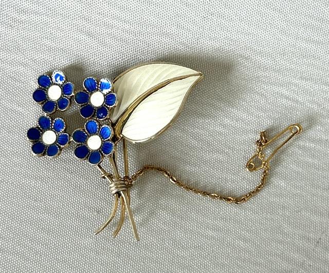 Norwegian Silver Vermeil & Enamel Forget-me-not Brooch (1 of 6) Norwegian Silver Vermeil & Enamel Forget-me-not Brooch (1 of 6)