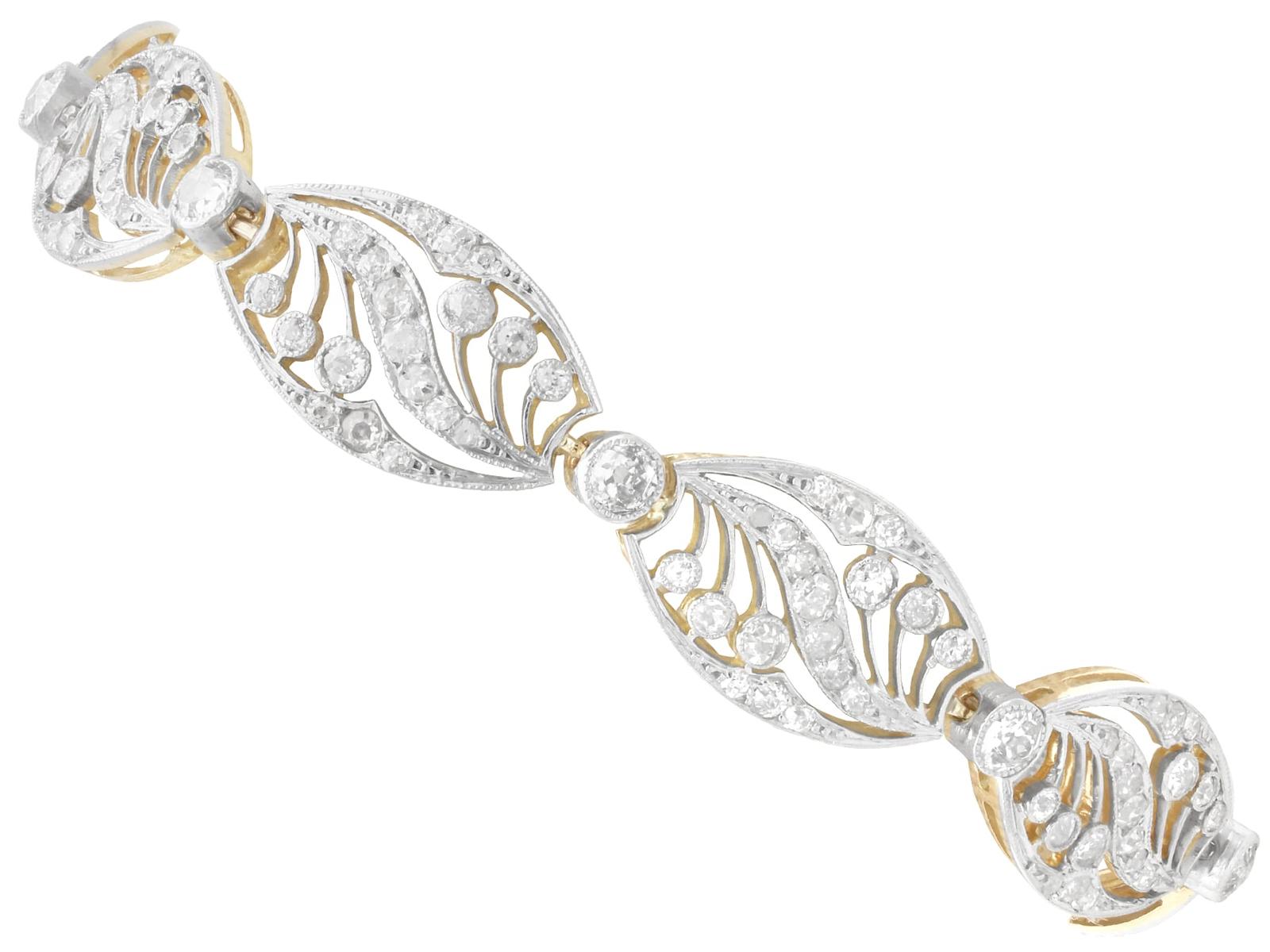 Antique French Art Nouveau Style 4.35ct Diamond & 18k Yellow Gold Bracelet c.1905 (1 of 16)