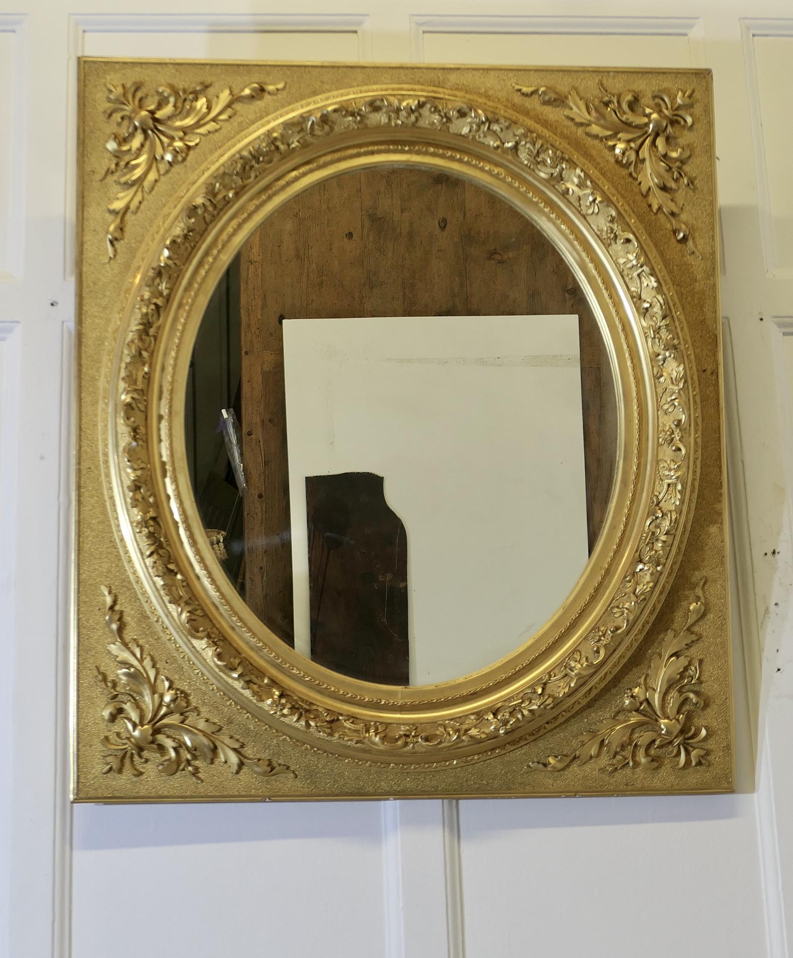 Large Very Decorative Gilt Oval Panel Mirror (1 of 7) Large Very Decorative Gilt Oval Panel Mirror (1 of 7)