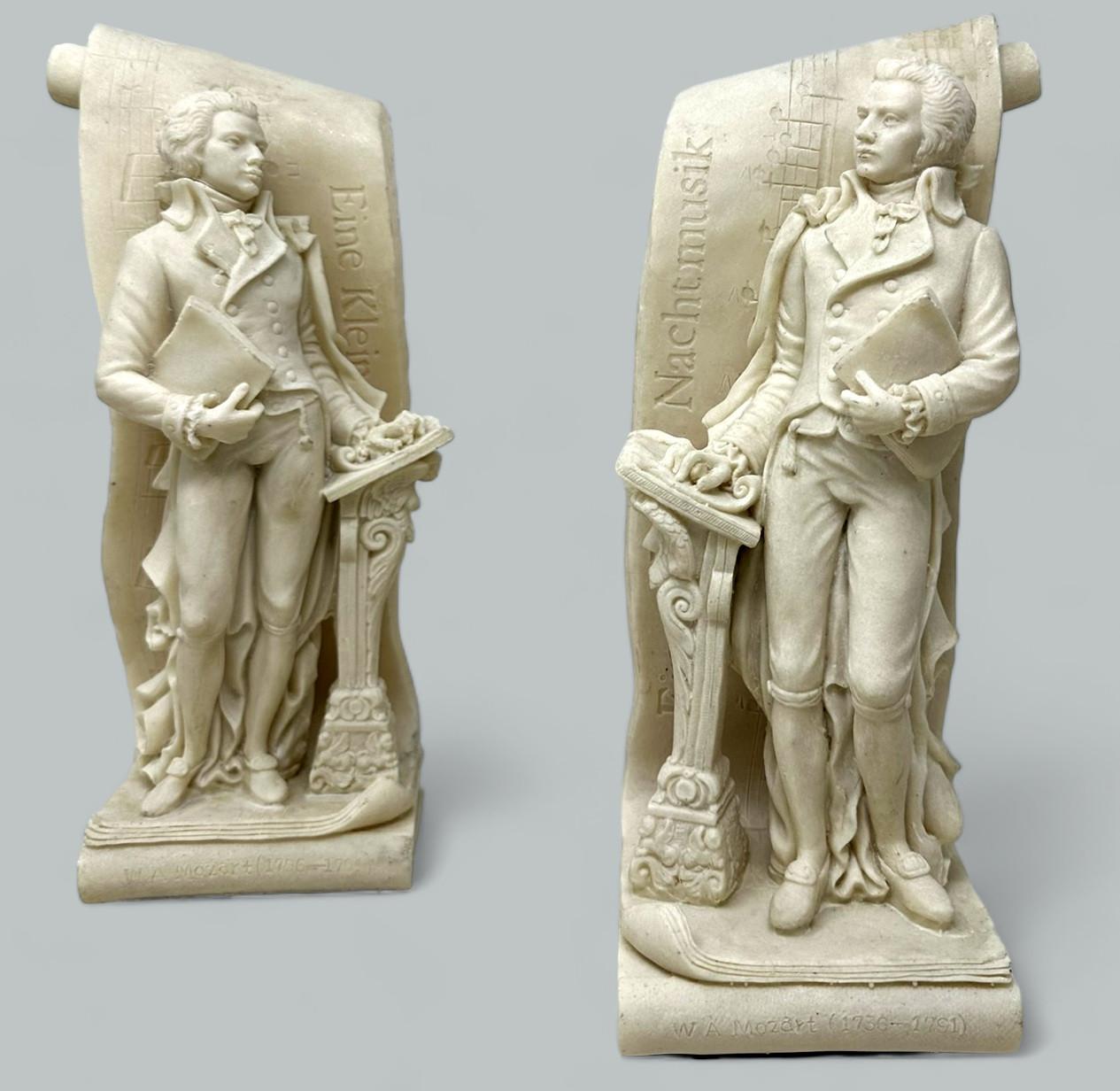 Pair of Vintage Musical Figural Sculptors Male Book Ends Wolfgang Amadeus Mozart (1 of 9)