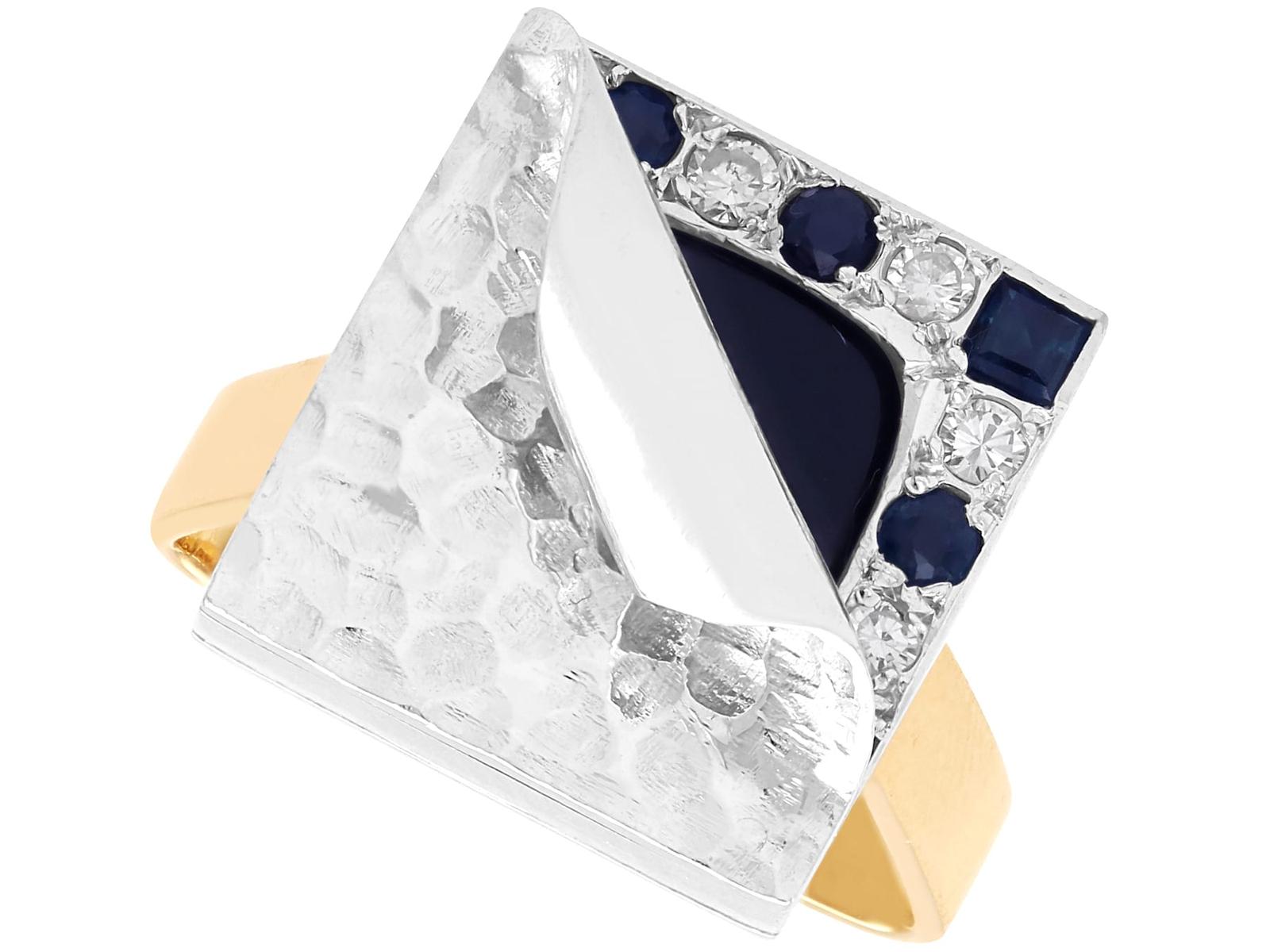 Vintage 0.70ct Sapphire & 0.16ct Diamond 18ct Yellow Gold Dress Ring c.1950 (1 of 11)