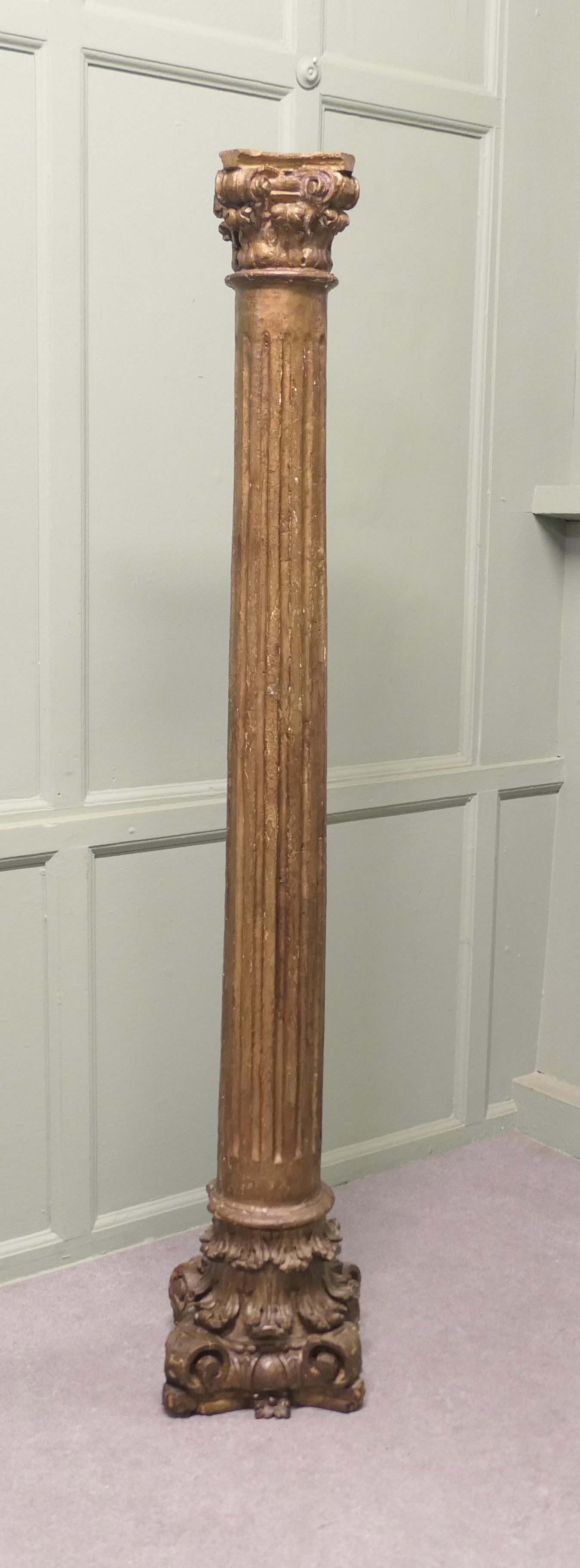 French Carved Gilt Corinthian Column (1 of 8) French Carved Gilt Corinthian Column (1 of 8)