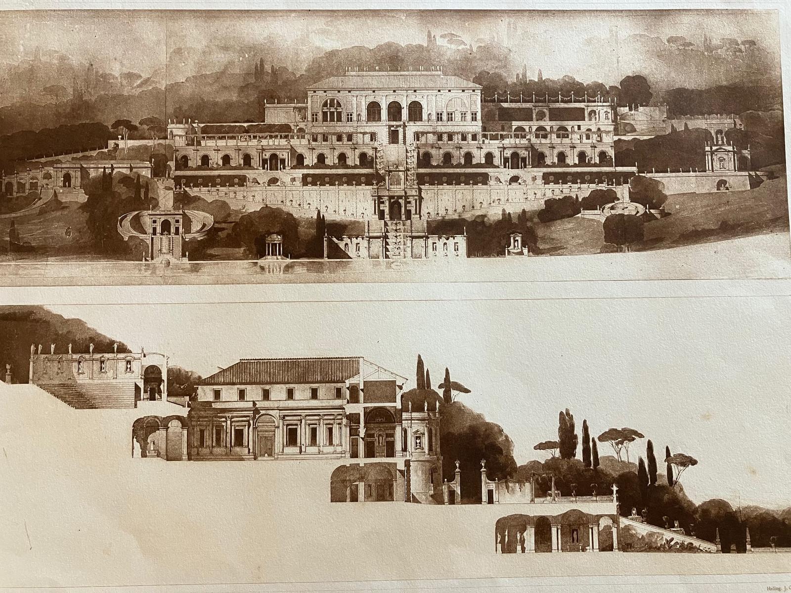 1890s Architectural Photogravure of Villa Madame Rome by M Benard Large Print (1 of 2)