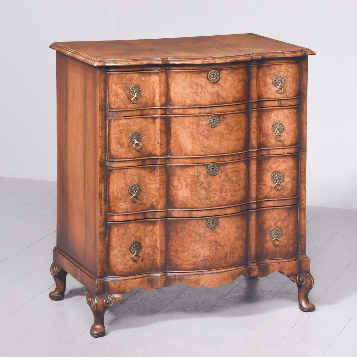 George II Style Shaped Walnut Chest (1 of 8)