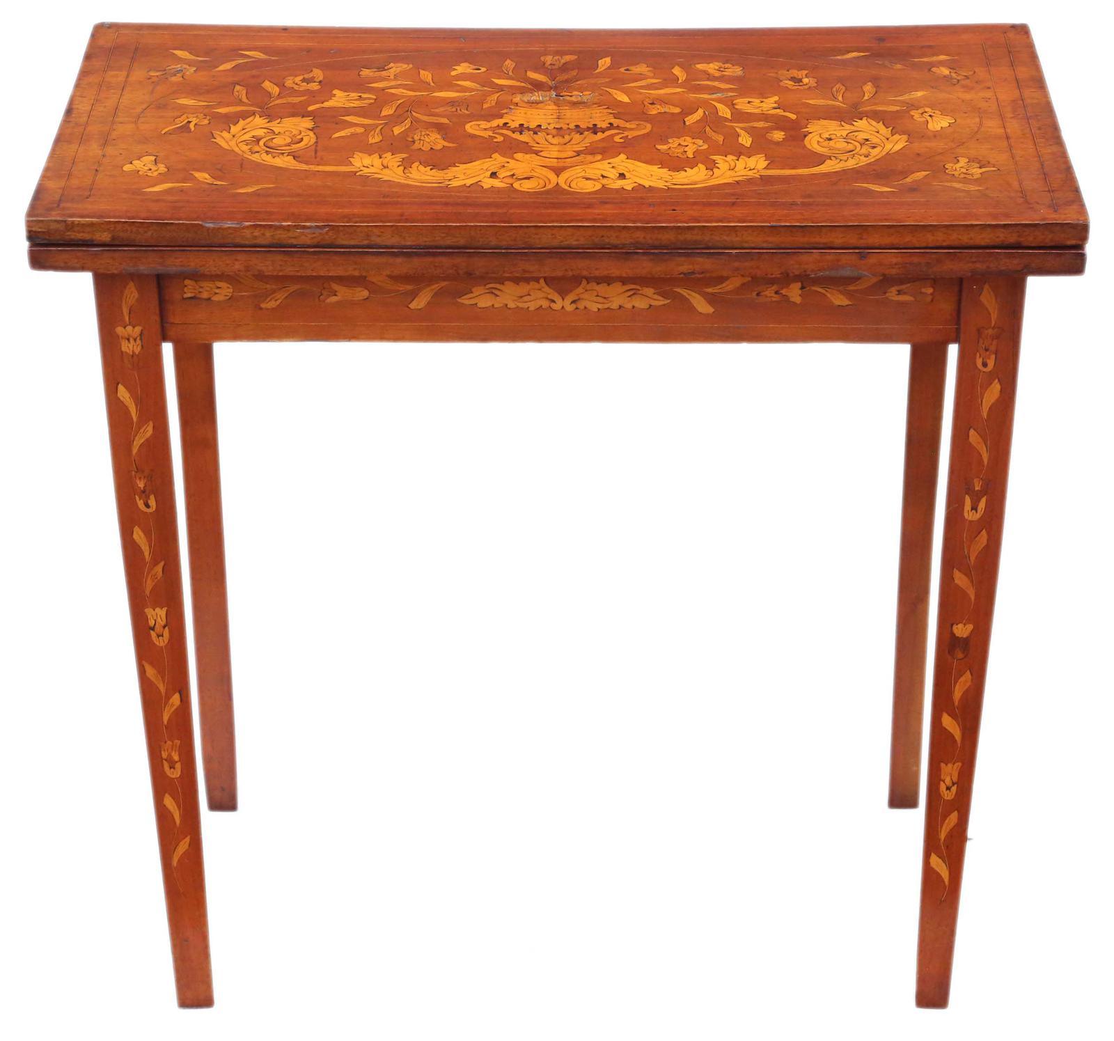 Victorian Fine Quality Mahogany Marquetry Folding Card Console Table 19th Century (1 of 7)