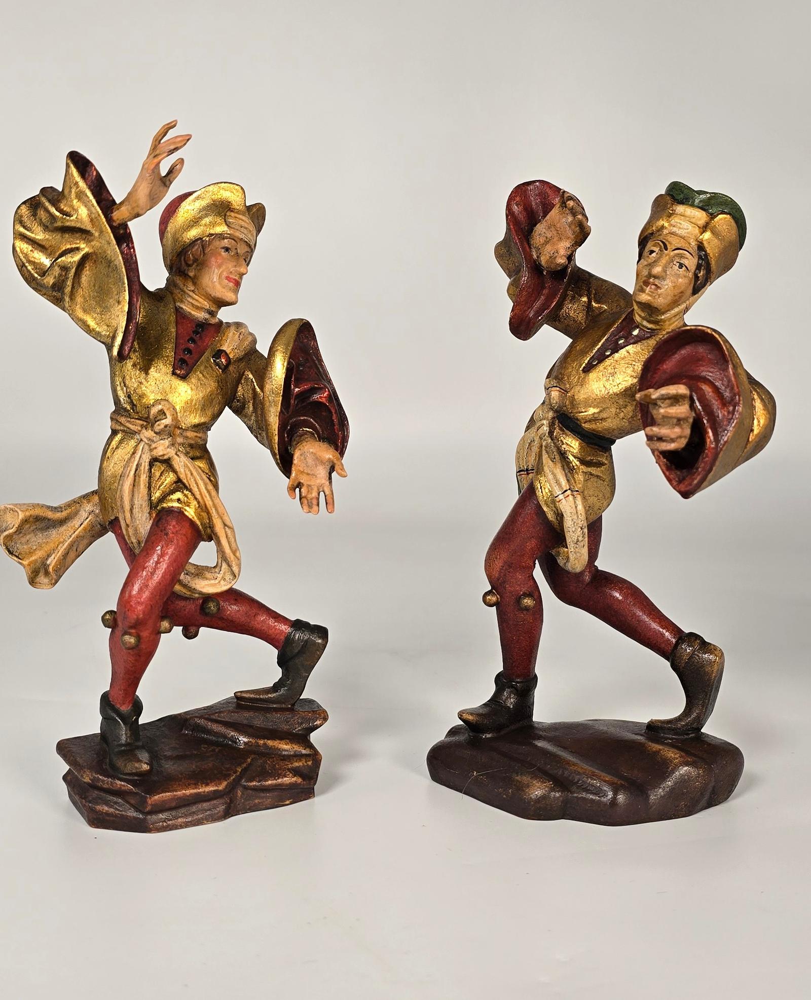 Pair of Swiss / Black Forest Carved Limewood Medieval Dancing Figures c.1930 (1 of 22) Pair of Swiss / Black Forest Carved Limewood Medieval Dancing Figures c.1930 (1 of 22)