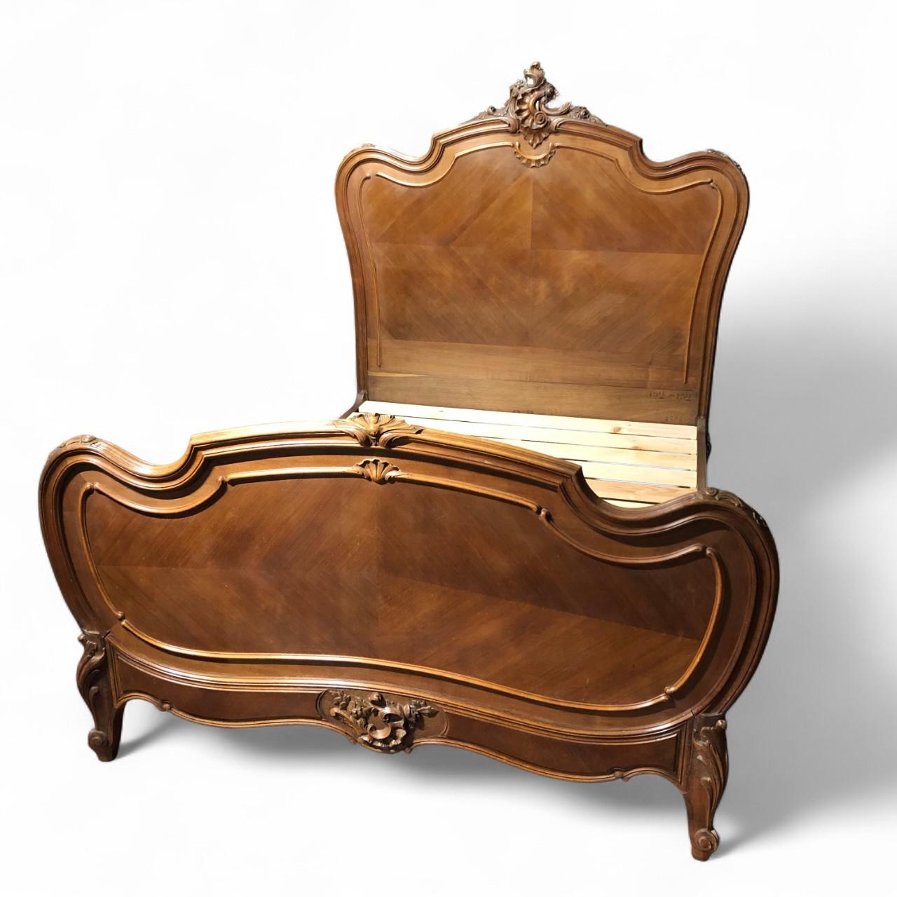 Antique French Carved Double Bed Louis XV Style 1910s (1 of 14)