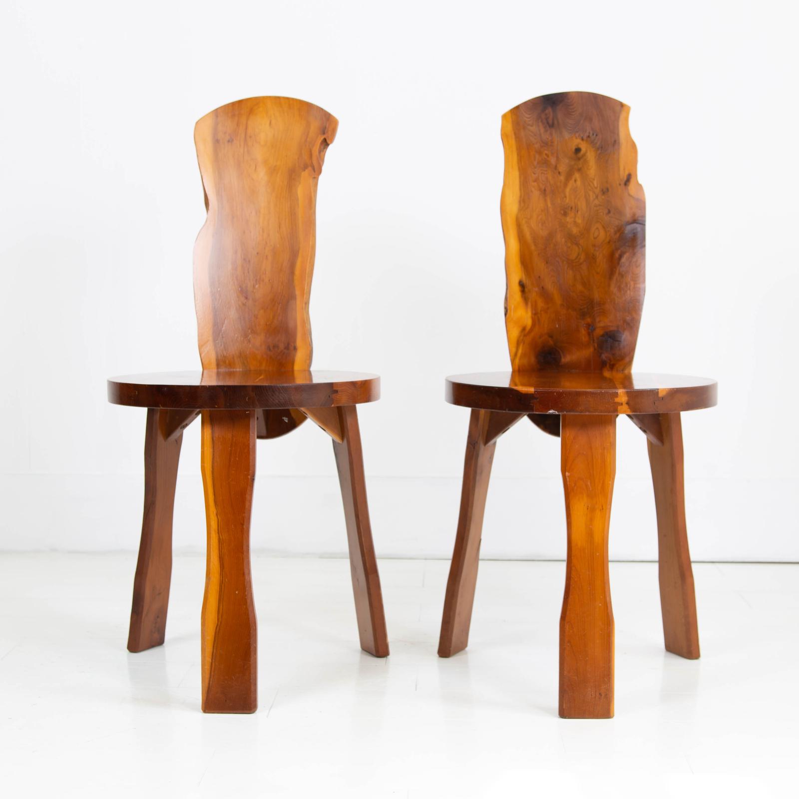 Pair Mid Century Yew Three Legged Chairs Reynolds of Ludlow (1 of 15)