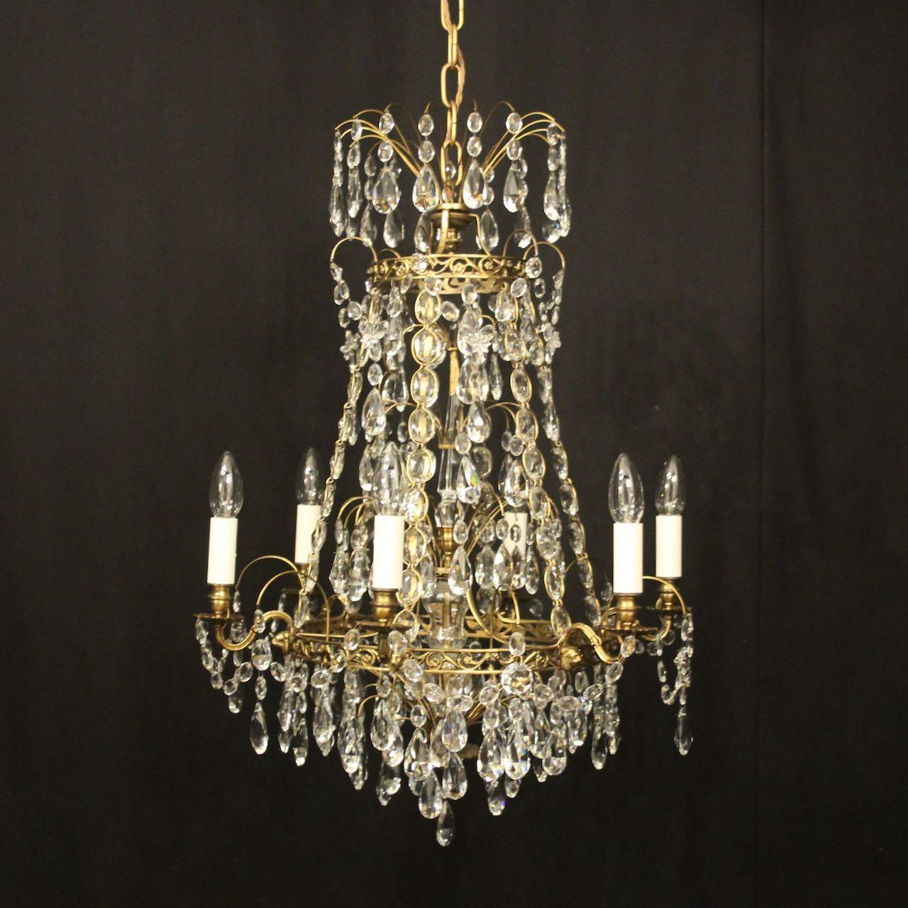 Swedish Gilded Tent & Waterfall Chandelier (1 of 10) Swedish Gilded Tent & Waterfall Chandelier (1 of 10)