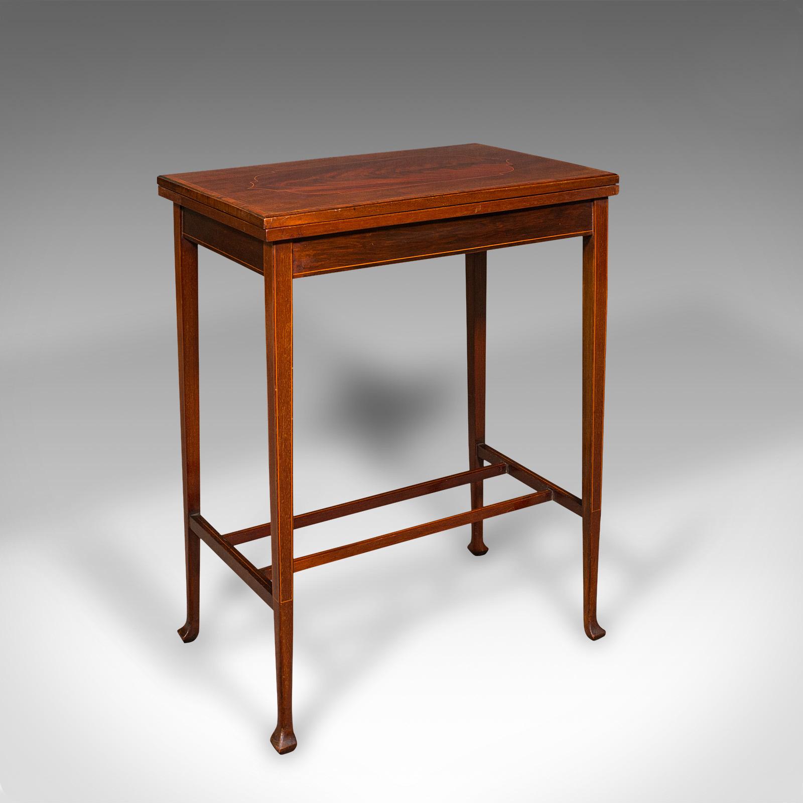 Antique English Edwardian Flame Walnut Fold-Over Games Table / Card Table / Side Table (1 of 12)