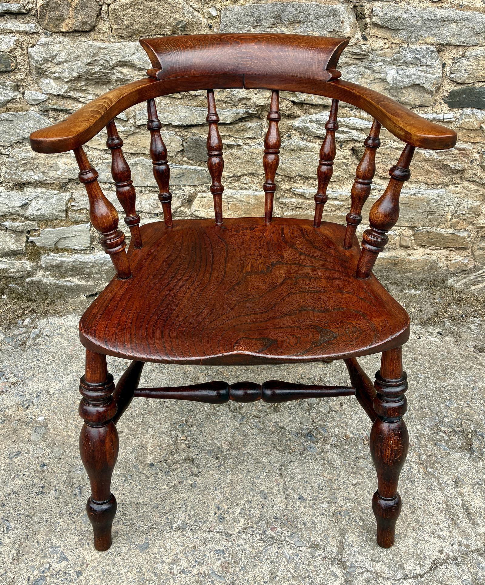 Antique Elm Captains Chair (1 of 10) Antique Elm Captains Chair (1 of 10)