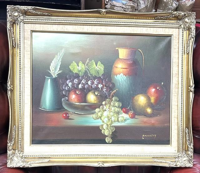 Artist Signed Giltwood Framed Oil on Canvas Still Life (1 of 2) Artist Signed Giltwood Framed Oil on Canvas Still Life (1 of 2)