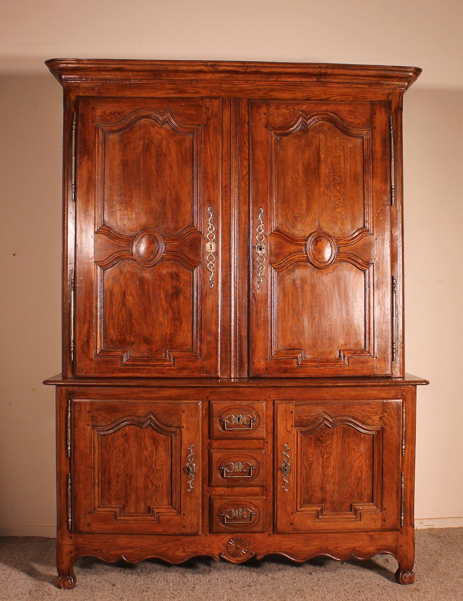 Louis XV Deux Corps/ Buffet/Cupboard In Oak From The 18th Century - Picardie-France (1 of 9)