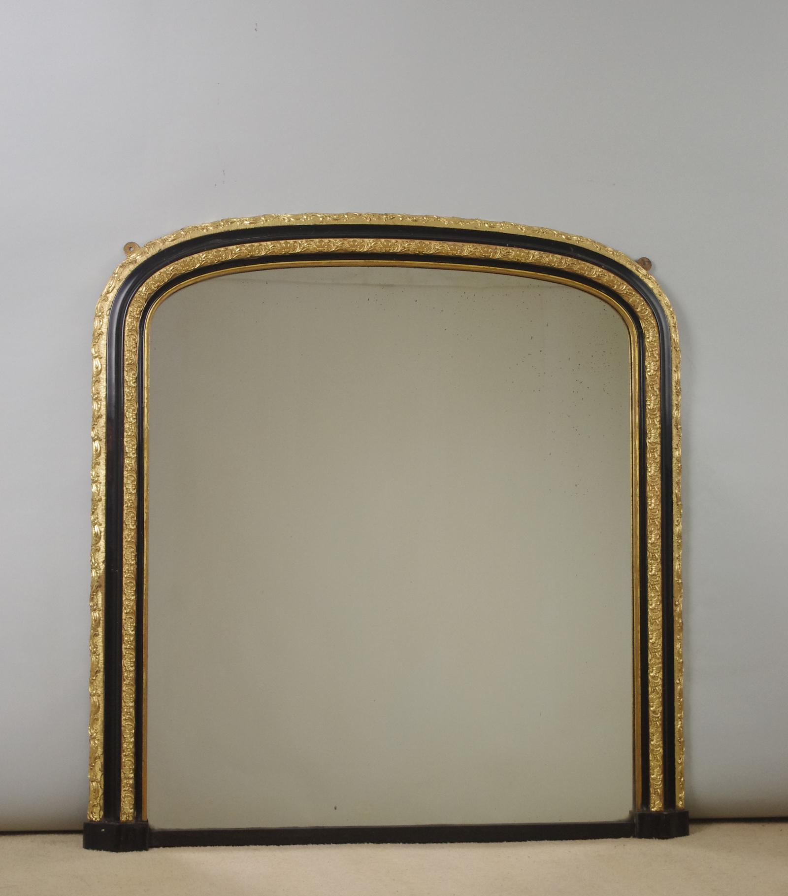 Victorian Ebonised & Parcel-gilt Arch Overmantle Mirror (1 of 8)