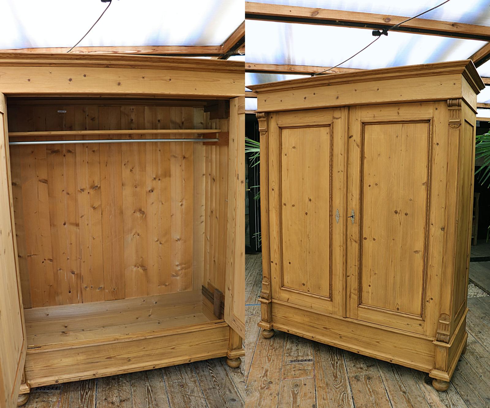 BIG! Quality Old Victorian Pine Double Rail Option Knockdown Wardrobe (1 of 20)