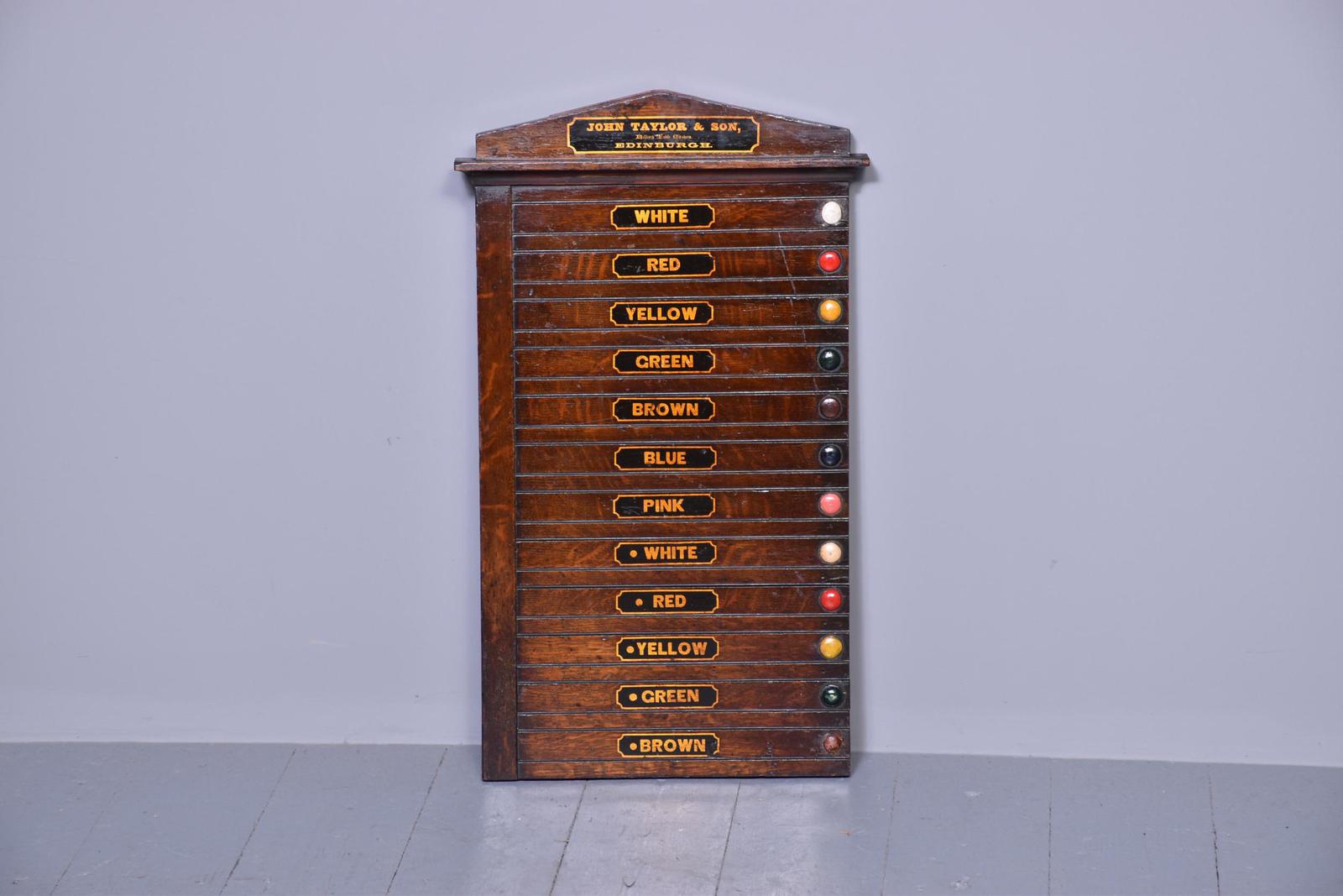 Victorian John Taylor & Sons Oak Billiard Scoreboard (1 of 5) Victorian John Taylor & Sons Oak Billiard Scoreboard (1 of 5)