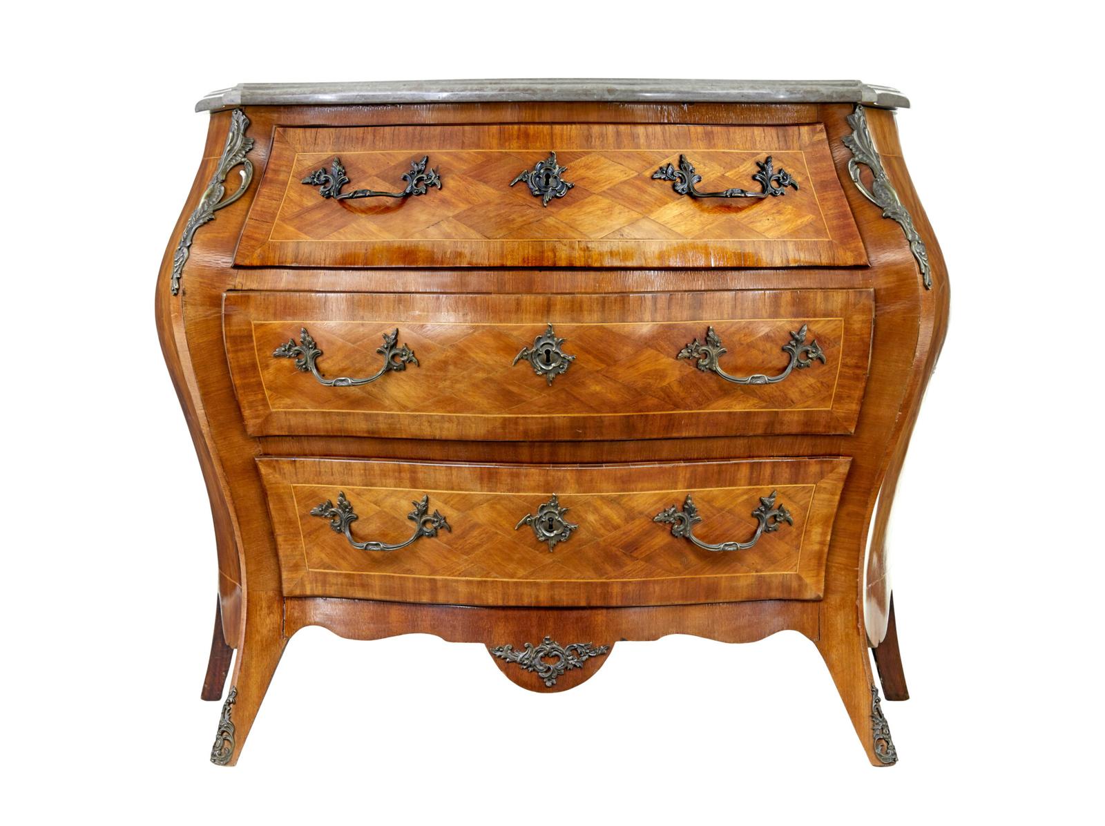 Mid Century French Walnut Marble-top Commode (1 of 8) Mid Century French Walnut Marble-top Commode (1 of 8)