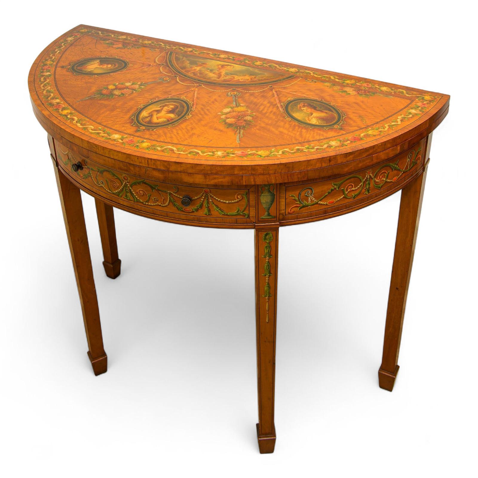 Fine Antique Satinwood Painted Games / Card Table – 19th Century (1 of 6)