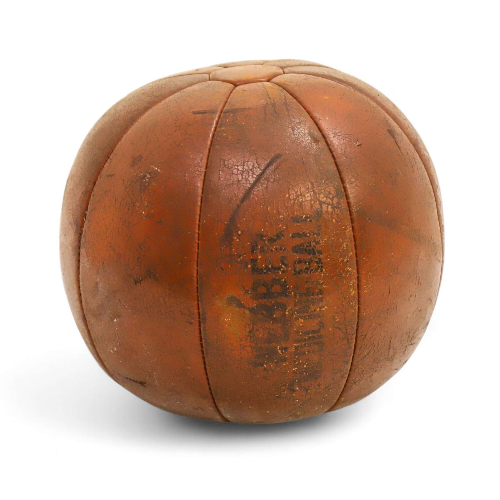 Interwar Period Vintage Leather Webber Medicine Ball Sand-Filled/Stitched Panels (1 of 5)