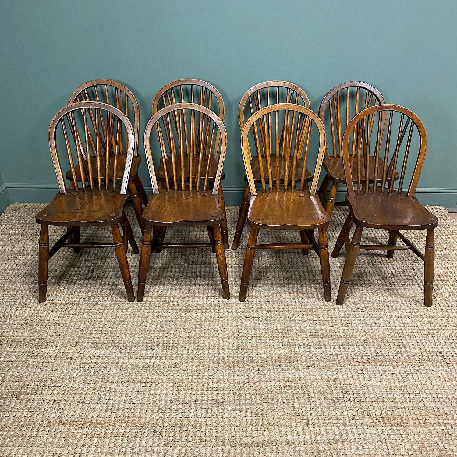 Eight Country House Elm Antique Kitchen Chairs (1 of 8) Eight Country House Elm Antique Kitchen Chairs (1 of 8)