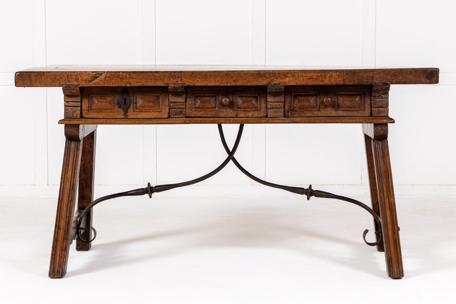 18th Century Spanish Walnut Trestle Table (1 of 13)