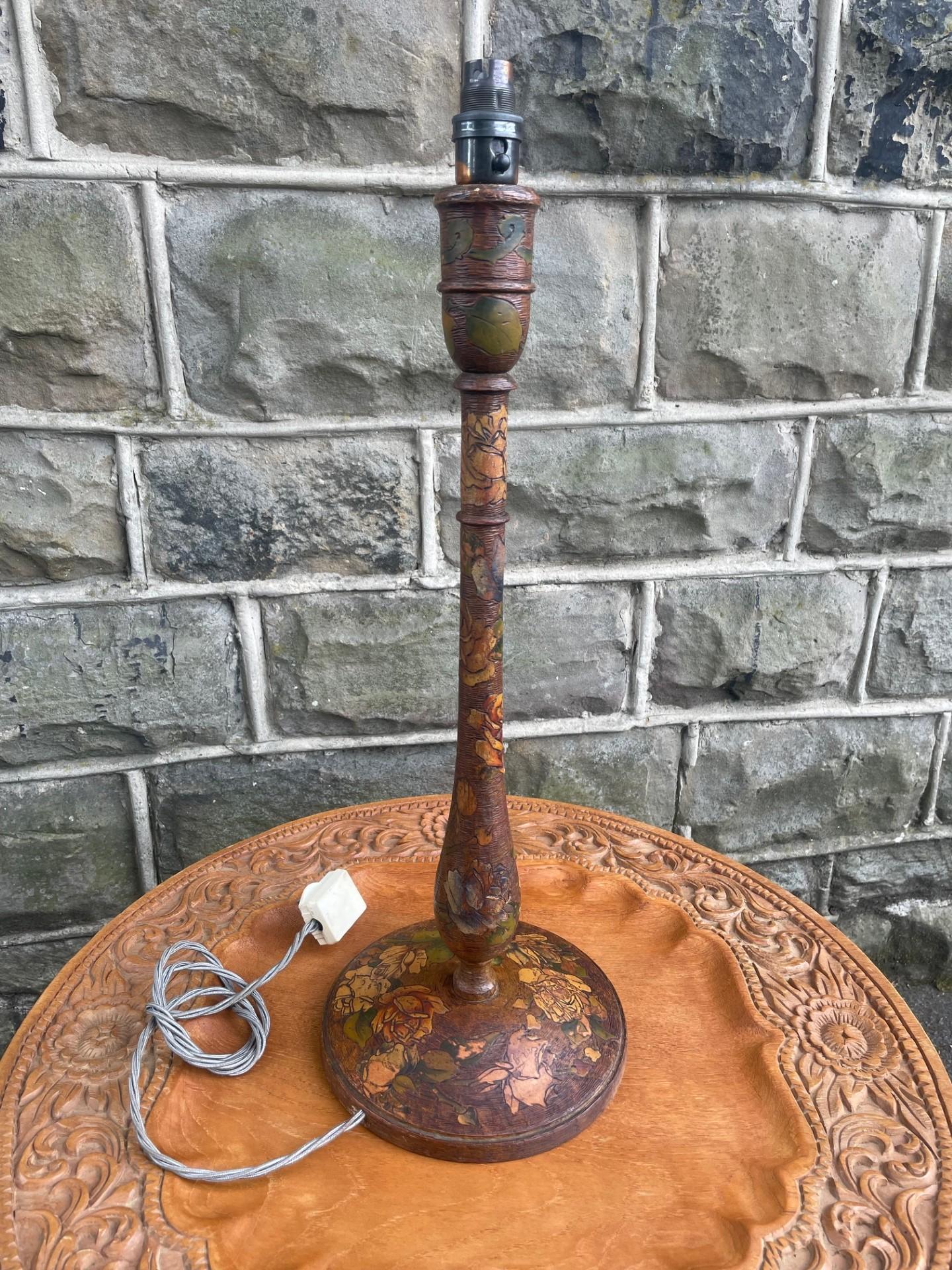 Antique Wooden Floral Decoarted Table Lamp (1 of 7) Antique Wooden Floral Decoarted Table Lamp (1 of 7)
