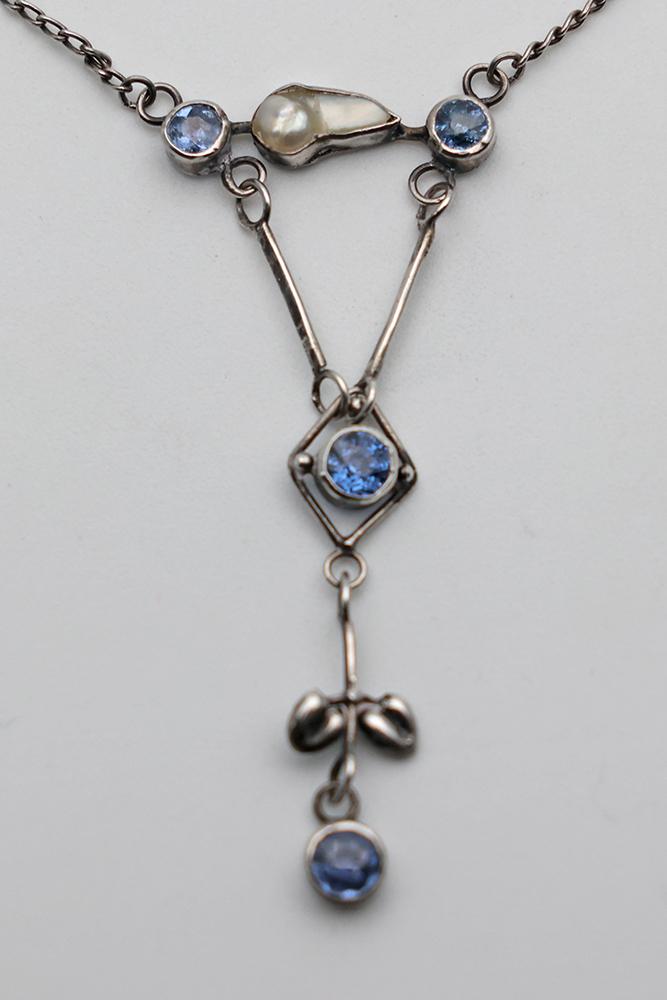 Arts & Crafts Sapphire & Blister Pearl Necklace (1 of 2)