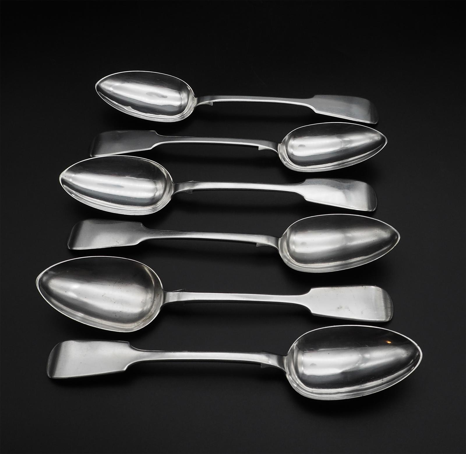Set of 6 Large Exeter Silver Serving Spoons (1 of 7)