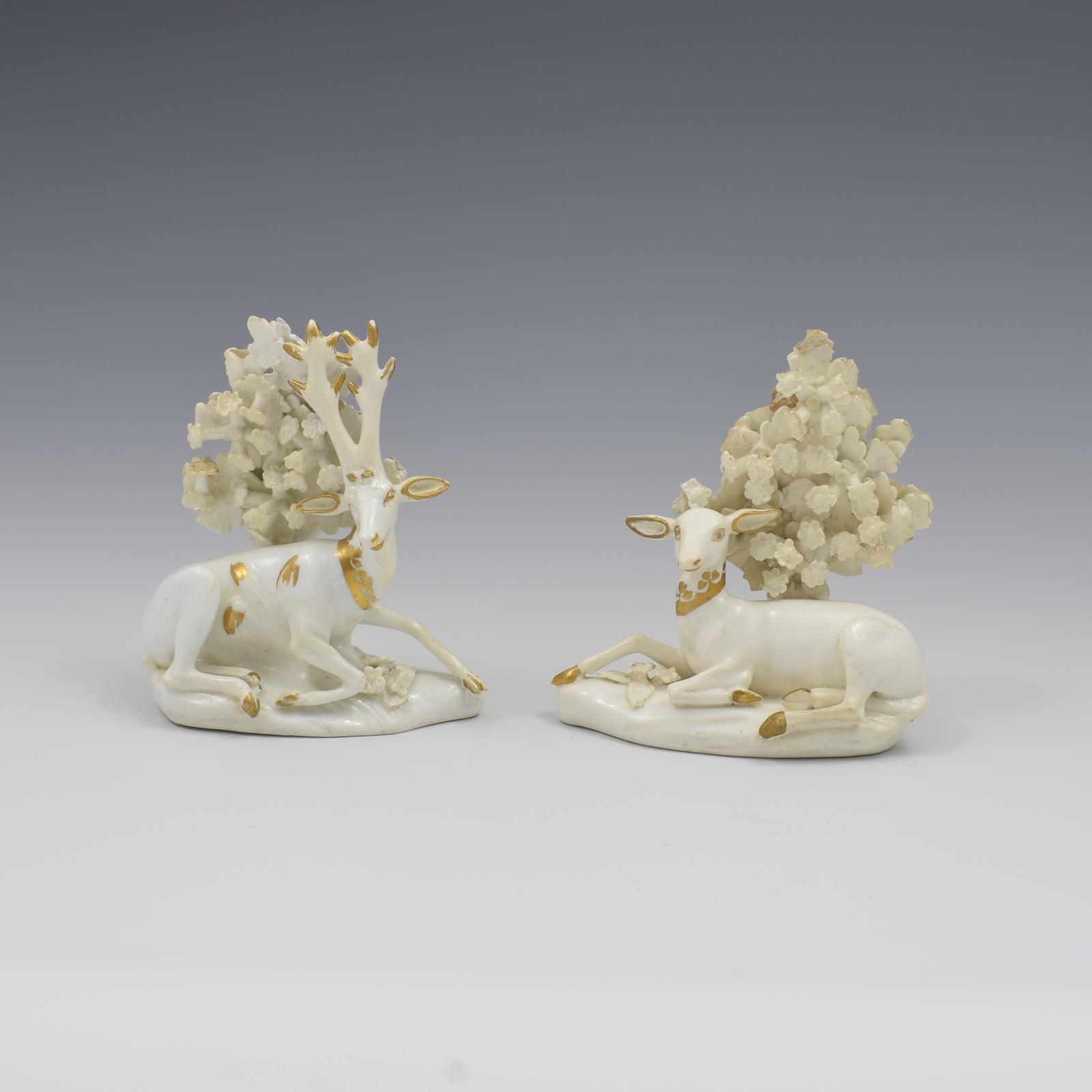 Pair of Derby Porcelain Figures Deer, Doe & Stag c.1820 (1 of 12)
