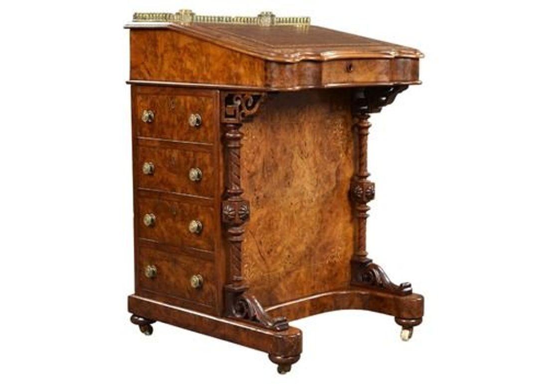 Victorian Burr Walnut Inlaid Davenport (1 of 9)
