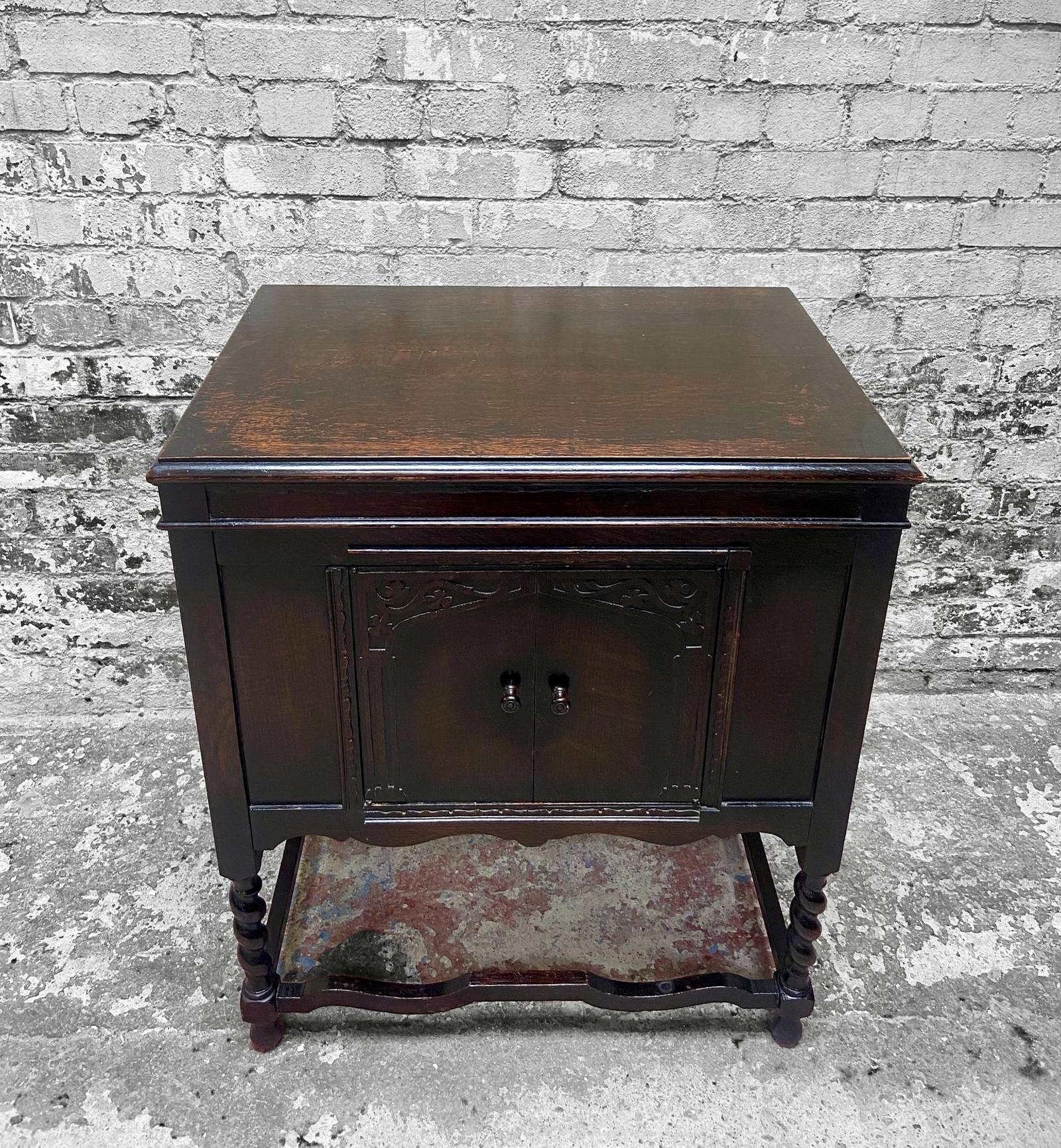 Antique Blanket Box Coffer  / Old Dulceola Gramophone Cabinet / Made in England 1920s (1 of 9)
