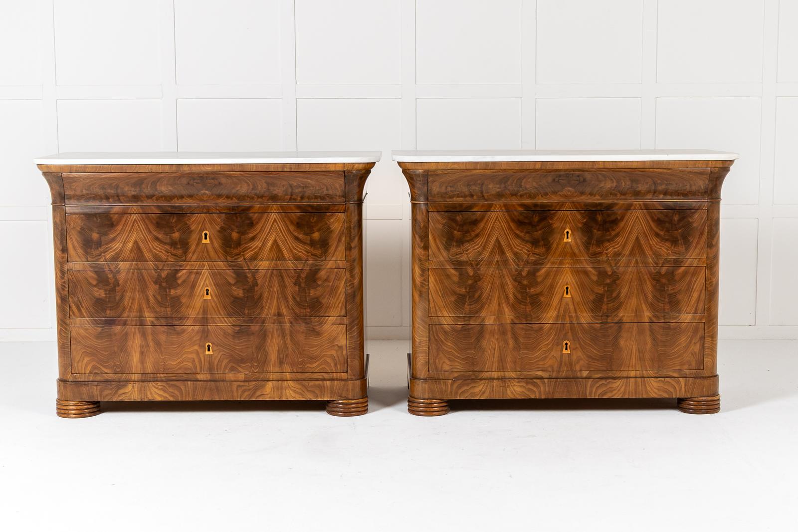 Pair of 19th Century Italian Mahogany Chest of Drawers (1 of 1)