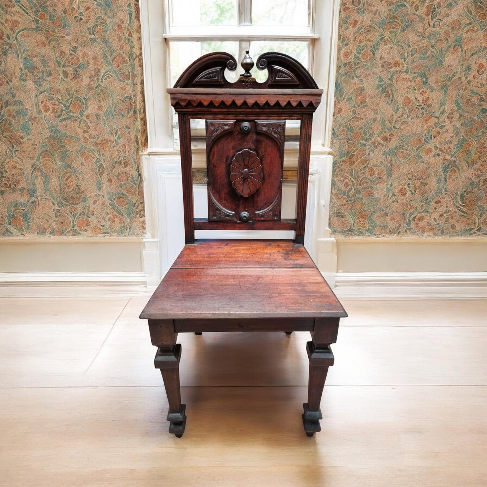 Antique Mahogany Hall Chair / Highly Carved c.1840 (1 of 9)