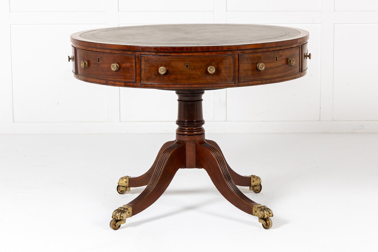 19th Century English Regency Mahogany Drum Table (1 of 1)