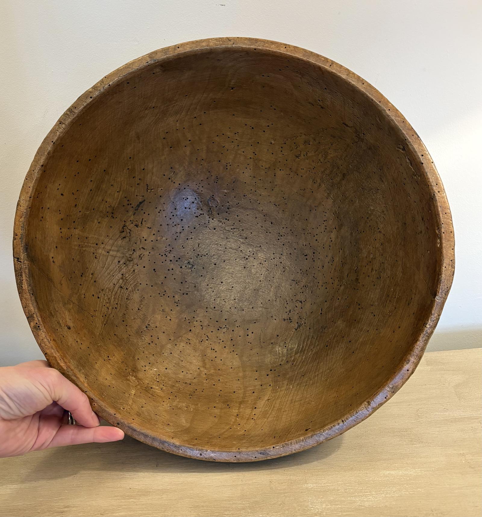 19th Century Sycamore Large Dairy Bowl (1 of 5)