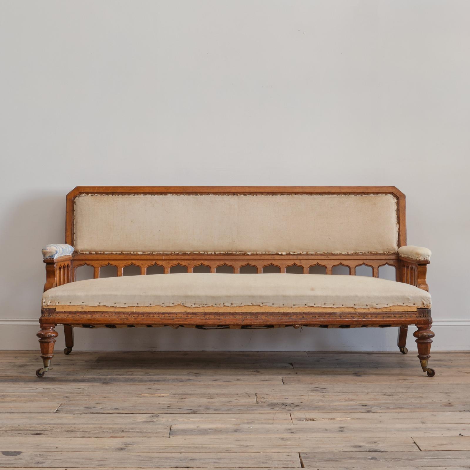 19th Century Gothic Oak Sofa (1 of 11)