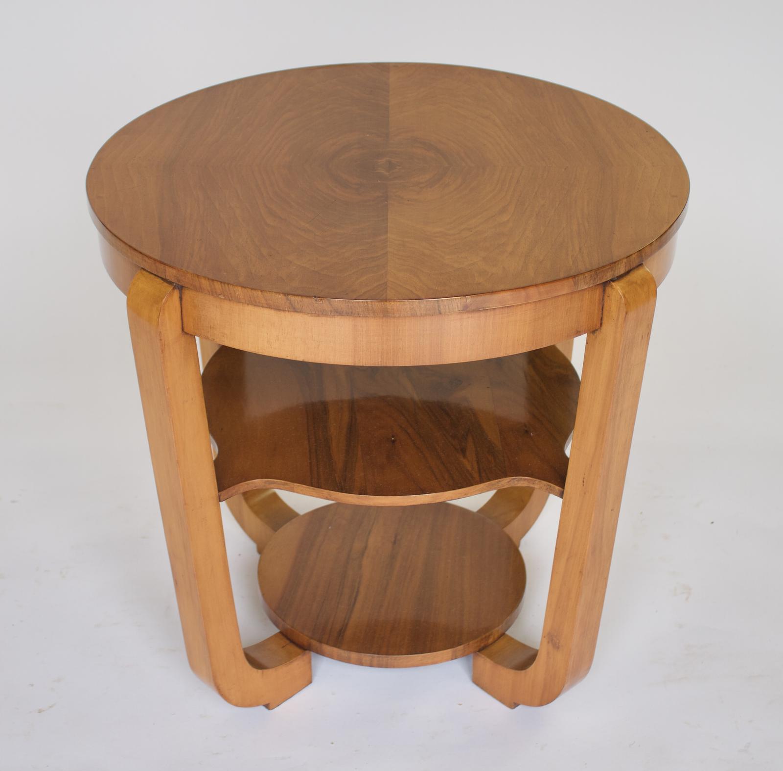 Art Deco Walnut 3 Tier Table c.1930 (1 of 6)