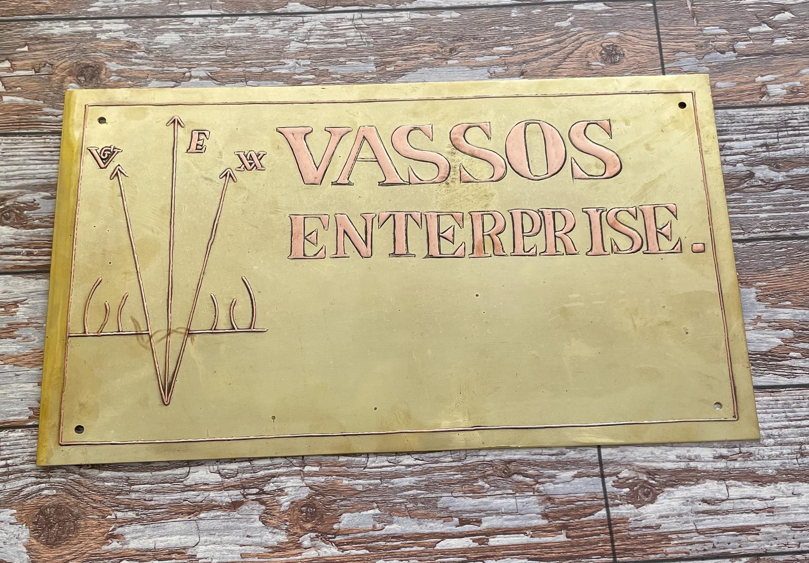 Brass “name Plate” VASSOS ENTERPRISE (1 of 2) Brass “name Plate” VASSOS ENTERPRISE (1 of 2)