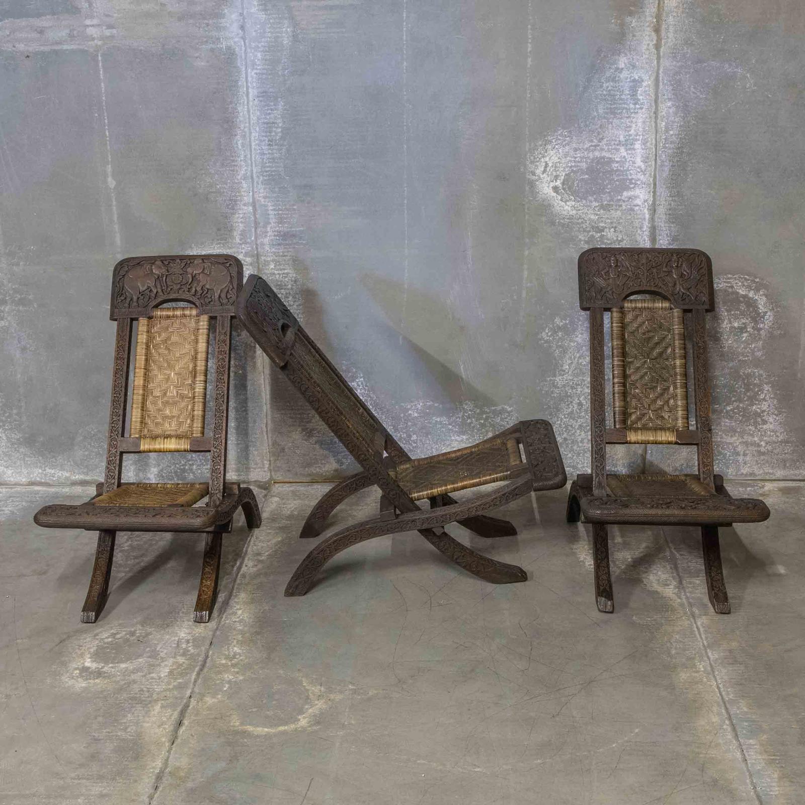 Set of Three Burmese Folding Chairs (1 of 11)